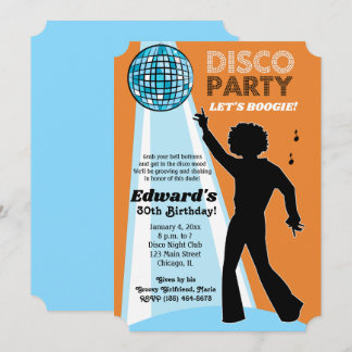 Adult Birthday Disco Party Einladungen Orange