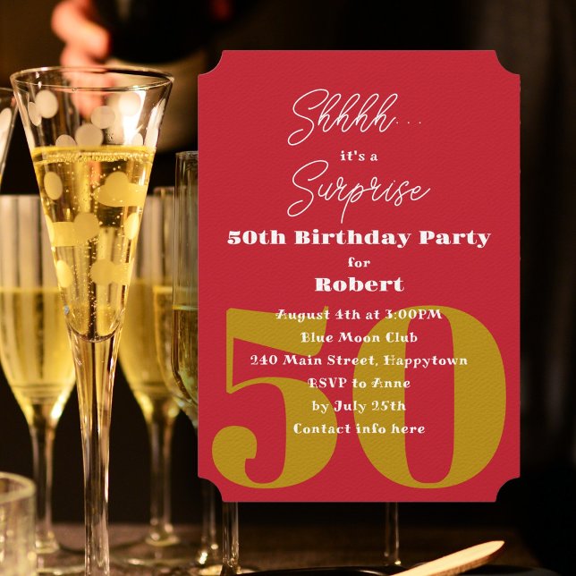 Adult Birthday Red Surprise Party Einladung (Von Creator hochgeladen)