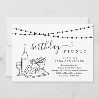 Adult Birthday Wein Picknick Party Einladung