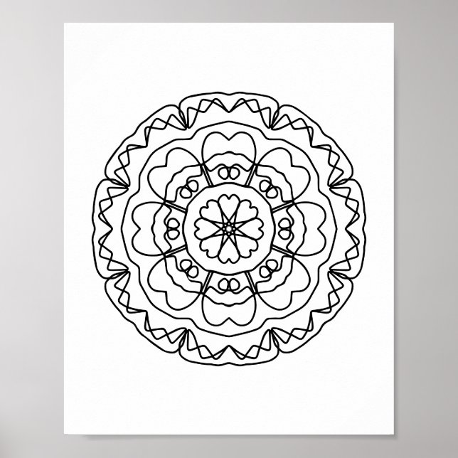 Adult Coloring Page Mandala Poster DIY Wand an Wan (Vorne)