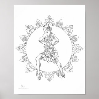 Adult Coloring Poster Salsa Mandala Dancer