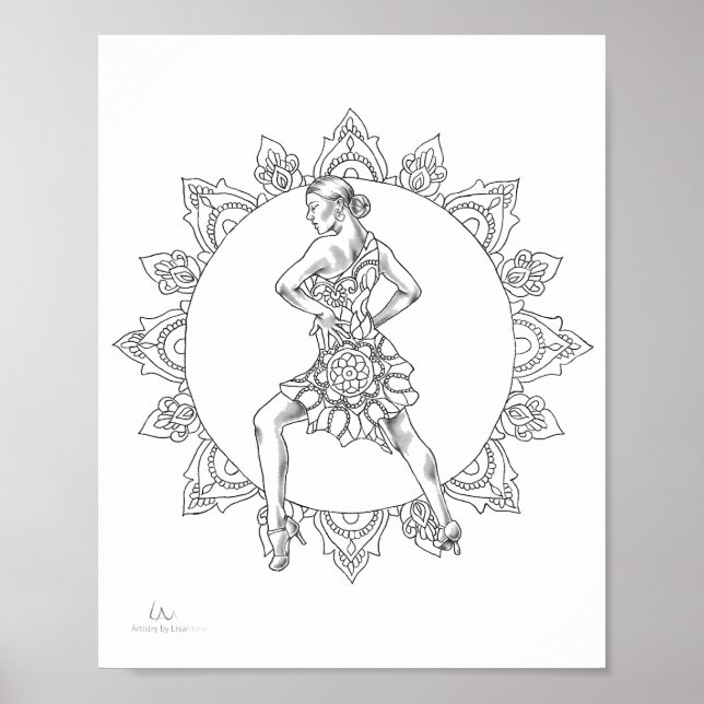 Adult Coloring Poster Salsa Mandala Dancer (Vorne)