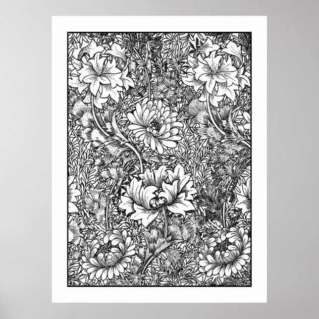 Adult Coloring Poster William Morris Chrysanthemum (Vorne)