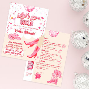 Adult Disco Cowgirl Bachelorette Weekend Einladung