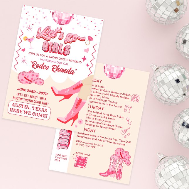 Adult Disco Cowgirl Bachelorette Weekend Einladung (Von Creator hochgeladen)