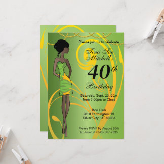 Adult Girl Birthday Party | DIY Age - Green Einladung