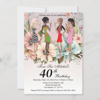 Adult Girls Spring Floral Geburtstagsparty Einladung