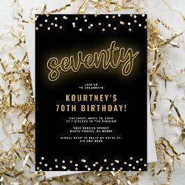 Adult Gold Neon 70. Geburtstagsparty Einladung