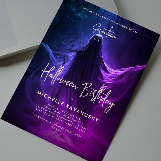 Adult Halloween Geburtstag Ghost Blau Lila Pink Einladung