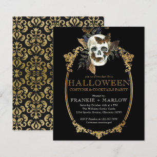 Adult Halloween Gothic Skull Vintage Einladung