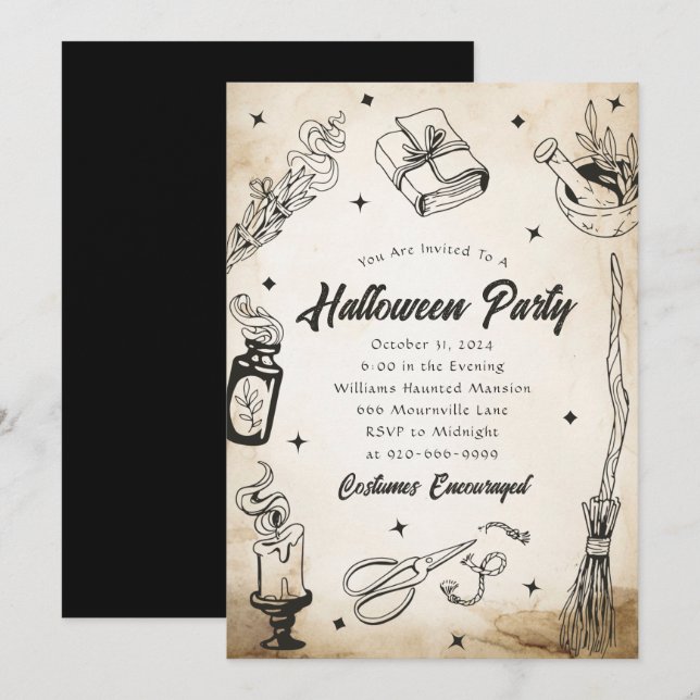 Adult Halloween Kostüm Party Einladung (Vorne/Hinten)
