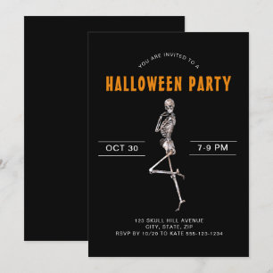 Adult Halloween Kostüm Party Skeleton Black Invit Einladung