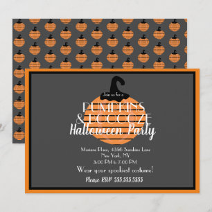 Adult Halloween Pumpkin Orange Gray Party Einladung