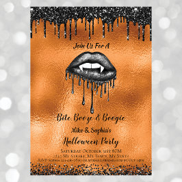Adult Halloween Vampire Schwarzer Glitzer Lips Ora Einladung