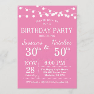 Adult Joint Birthday Party Einladung Pink