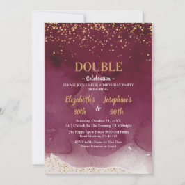 Adult Joint Birthday Party | Purple Gold Glitter Einladung
