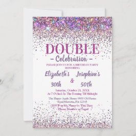 Adult Joint Double Birthday Party farbenfroher Gli Einladung