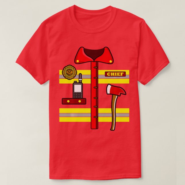 Adult Kids Halloween Feuerwehrmann Kostüm L T-Shirt (Design vorne)