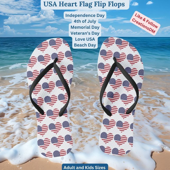 Adult & Kids USA Herzenflagge Flip Flops (Von Creator hochgeladen)
