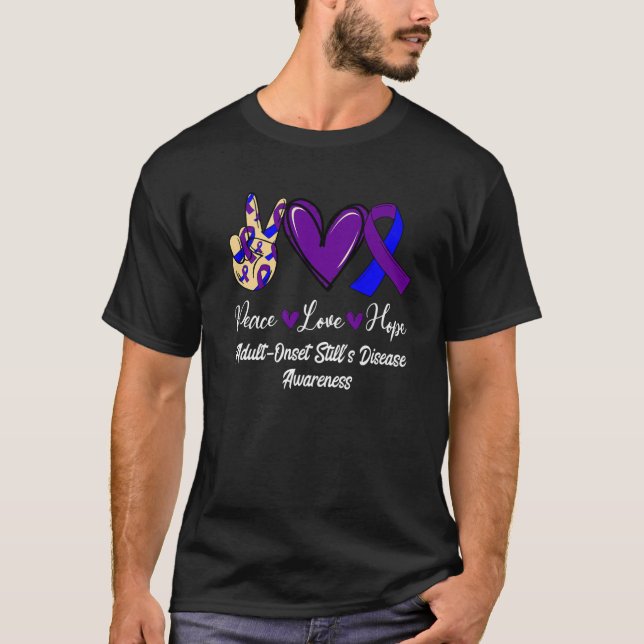 Adult-Onset Still’S Disease Peace Love Hope Purple T-Shirt (Vorderseite)