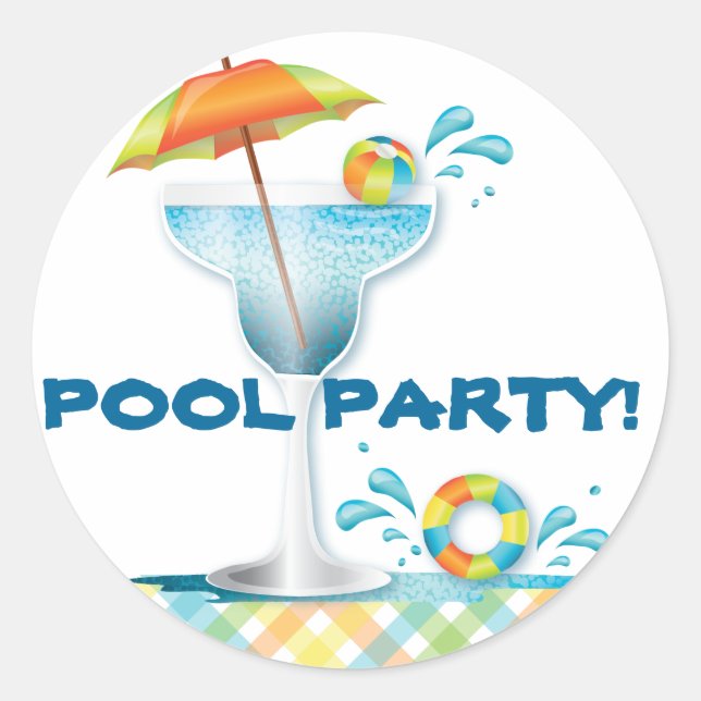Adult Pool Party Summer Cocktail Sticker (Vorderseite)
