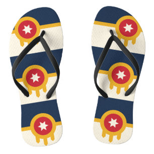 Adult Slim Rippen mit Fahne von Tulsa, Oklahoma Flip Flops