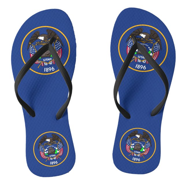 Adult Slim Rips mit Flag von Utah, USA Flip Flops (Fußbett)