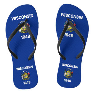 Adult Slim Rips mit Flag Wisconsin, USA Flip Flops