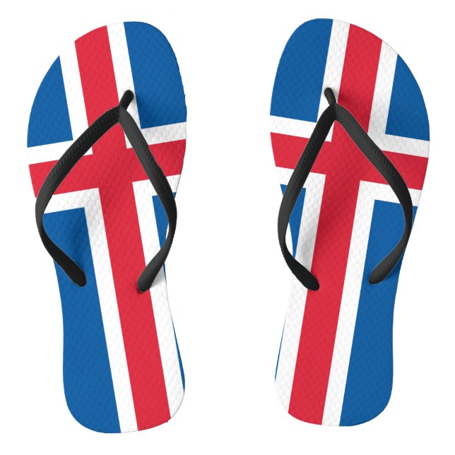 Adult Slim Rips mit Flagge von Island Flip Flops (Fußbett)
