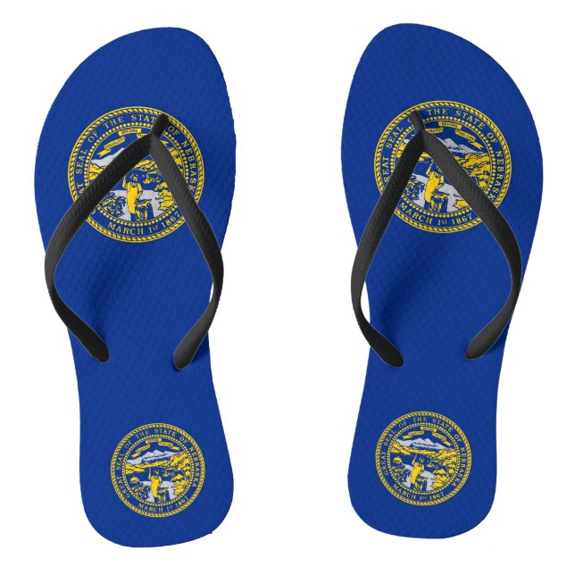 Adult Slim Rips mit Flagge von Nebraska, USA Flip Flops (Fußbett)