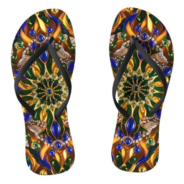 Adult Slim Straps mit Brasilien Farben Flip Flops (Fußbett)