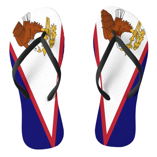 Adult Slim Straps mit Flag American Samoa, USA Flip Flops (Fußbett)