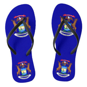 Adult Slim Straps mit Flag Michigan, USA Flip Flops
