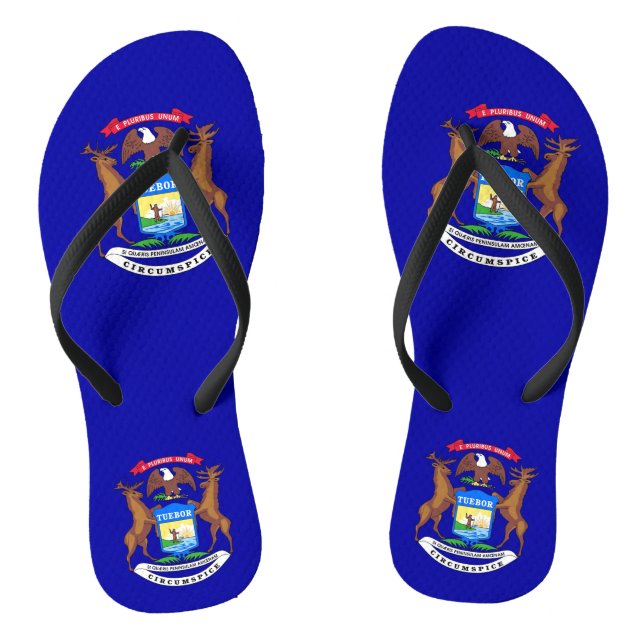 Adult Slim Straps mit Flag Michigan, USA Flip Flops (Fußbett)