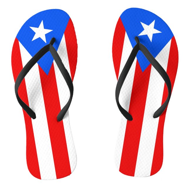 Adult Slim Straps mit Flag Puerto Rico, USA Flip Flops (Fußbett)