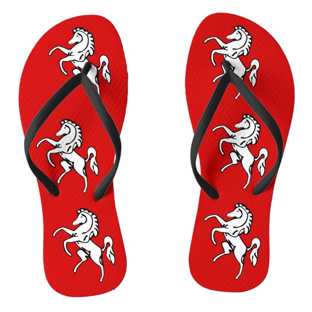 Adult Slim Straps with Flag of Kent County Flip Flops (Fußbett)