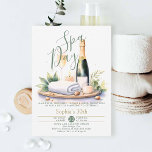 Adult Wellness-Center Day Party Aquarell Grün 30.  Einladung<br><div class="desc">30. Geburtstagsideen: Verwöhnen Sie sich und Ihre besten Freunde und / oder Familie mit einem Tag am Wellness-Center für Ihr 30. Geburtstag Party. Diese elegante, moderne und stilvolle Einladung mit einem Aquarellbild einer Champagnerflasche, Grünpflanzen, Kies und Handtüchern wird Sie begeistern, wenn Sie einen Meilenstein in Ihrem Geburtstag feiern. Ideal für...</div>