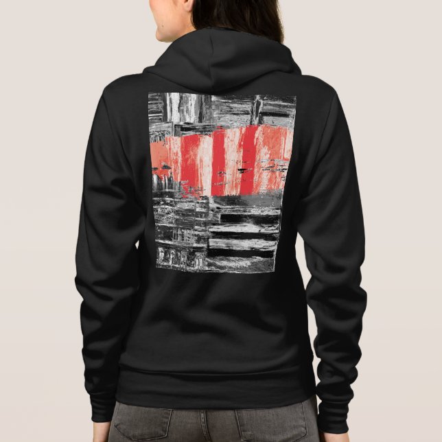 Adult Zip-Up Hoodie – Red Pulse Abstract Design (Rückseite)