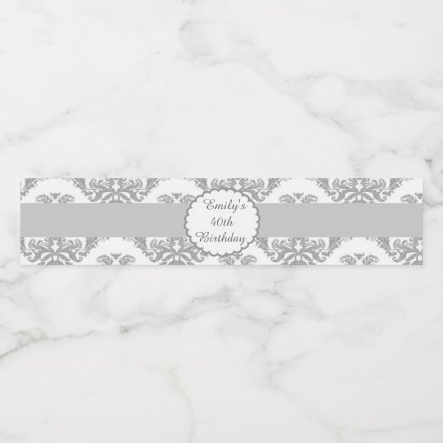 Adulte Anniversaire Bouteille Étiquette Argent Gri (Étiquettes simples)