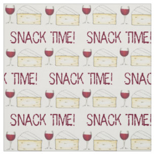 Adulte Snack Time Red Wine und Brie Cheese Fabric Stoff
