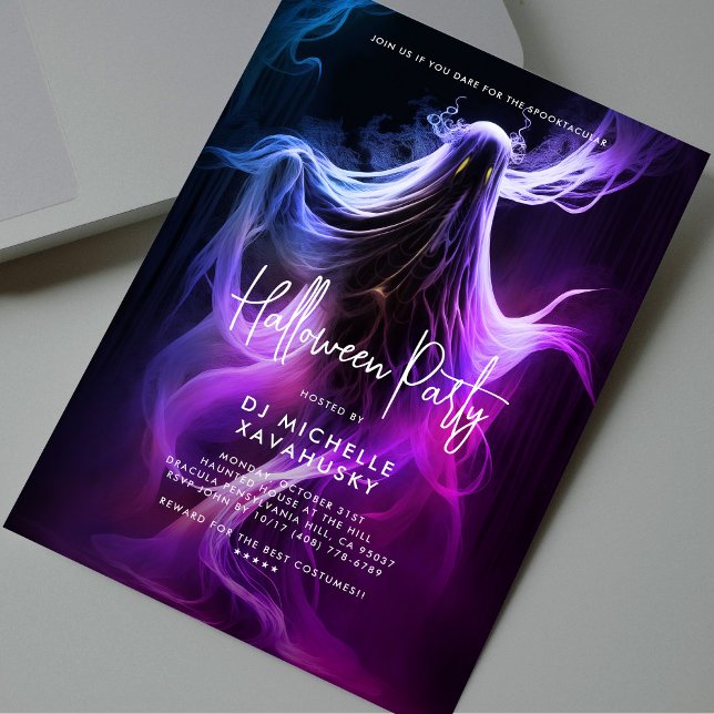 Adultes Halloween-Party Blau Lila rosa Gespenst Einladung (Adult Halloween Party Blue Purple Pink Ghost Invitation
)