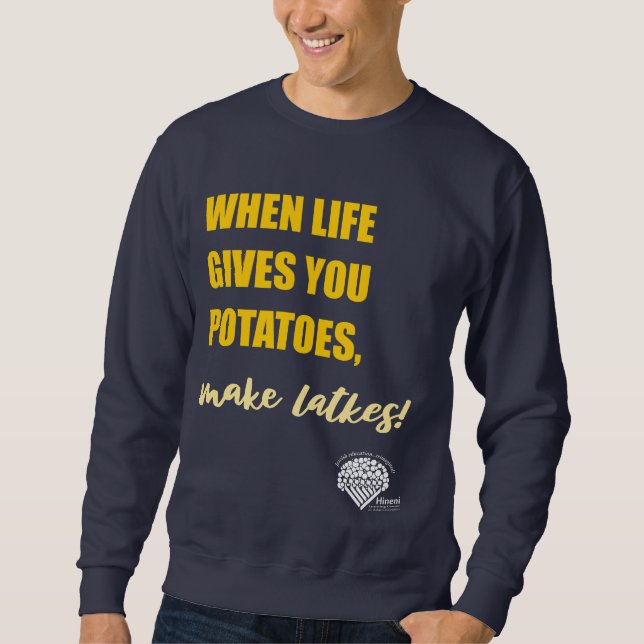 Adults' Hanukkah Sweatshirt - "Make latkes" (Devant)