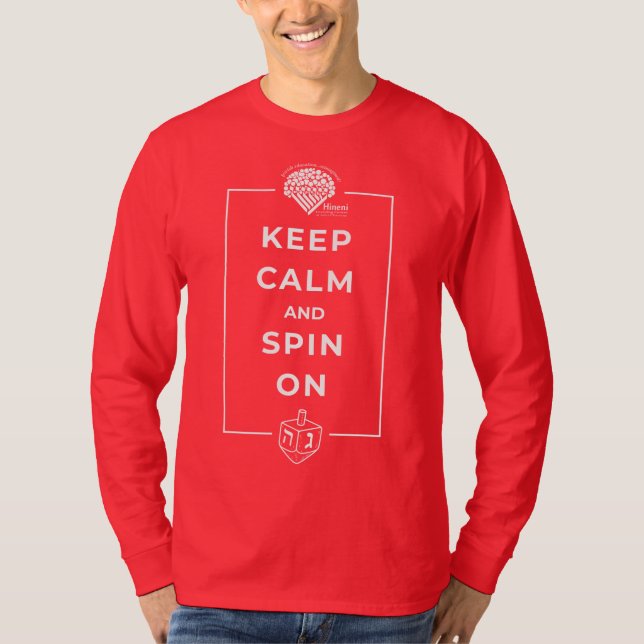 Adults' Long-Sleeve Hanukkah Shirt - "Keep Calm" (Vorderseite)