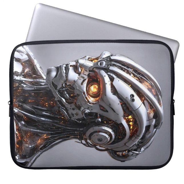 Advanced AI Chrome Android Cyborg Futuristic Laptopschutzhülle (Vorderseite)