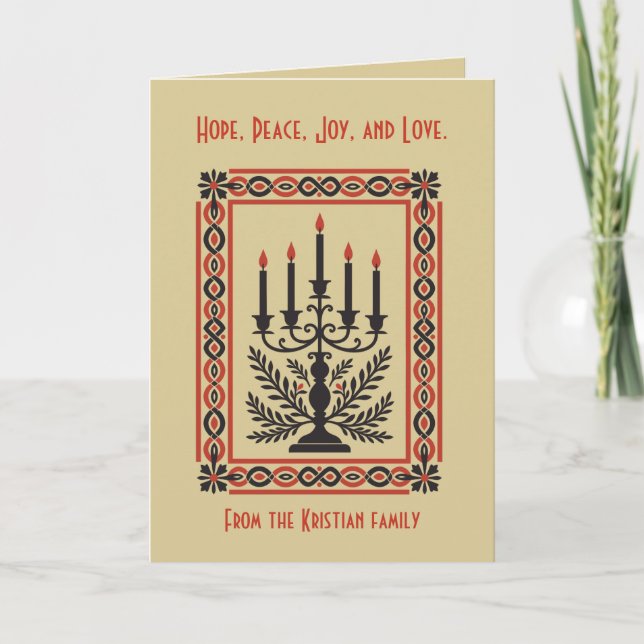Advent Candelabra Stylized Minimal Nordic Christma Karte (Vorderseite)