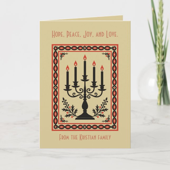 Advent Candelabra Stylized Nordic Christmas  Karte (Vorderseite)