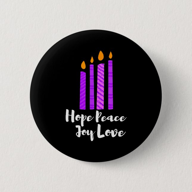 Advent Evergreen Wreath Candles Hope Peace Joy Lov Button (Vorderseite)