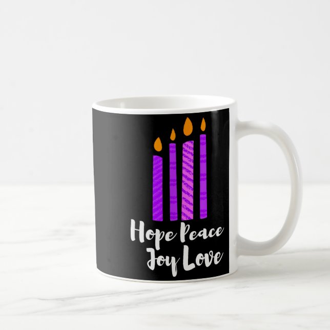 Advent Evergreen Wreath Candles Hope Peace Joy Lov Kaffeetasse (Rechts)