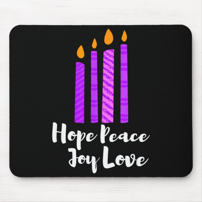 Advent Evergreen Wreath Candles Hope Peace Joy Lov Mousepad (Vorne)