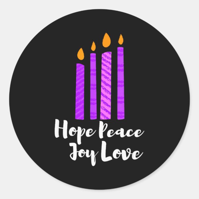 Advent Evergreen Wreath Candles Hope Peace Joy Lov Runder Aufkleber (Vorderseite)